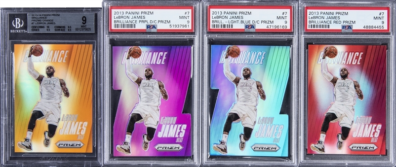 2013-14 Panini Prizm "Brilliance" Prizms #7 LeBron James - Graded Collection (4 Different Cards) -  MINT 9
